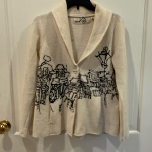 Rare Anthropologie Rosie Neira Cityscape Cardigan. EUC.   Size Medium